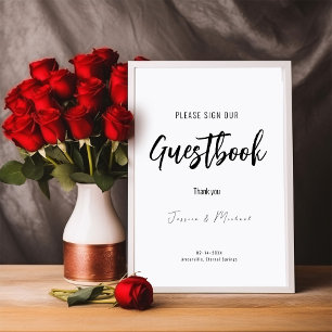 Poster Sinal de livro de visitas de casamento Minimalista