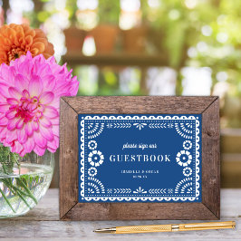 Poster Sinal de Livro de Visitas de Casamento Papel Picad