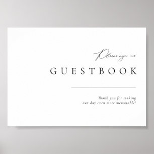 Poster Sinal de Livro de Visitas de Casamento Preto e Bra