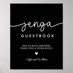 Poster Sinal de Livro de Visitas de Casamento Preto Impri