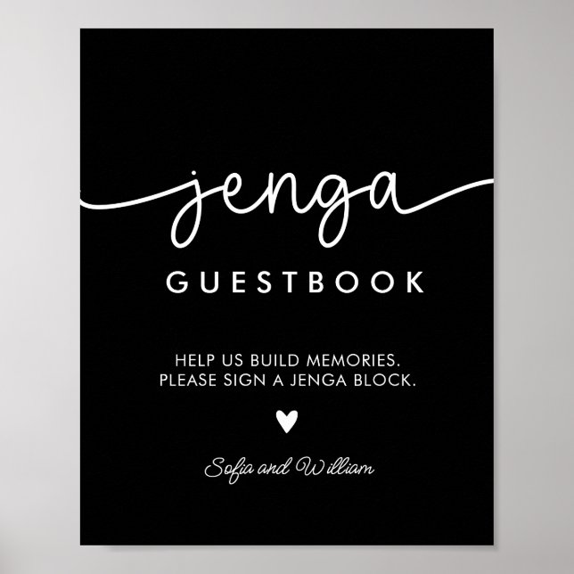 Poster Sinal de Livro de Visitas de Casamento Preto Impri (Frente)