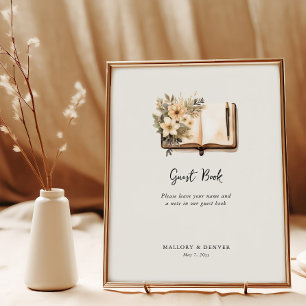 Poster Sinal de Livro de Visitas de Casamento Rústico Vin