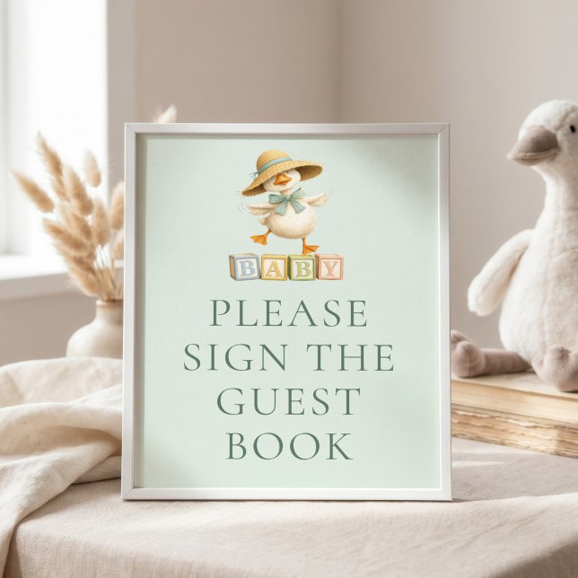 Poster Sinal de Livro de Visitas de Chá de Bebê Silly Goo (Criador carregado)