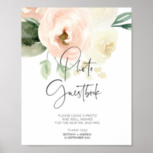 Poster Sinal de Livro de Visitas de Foto de Casamento Flo
