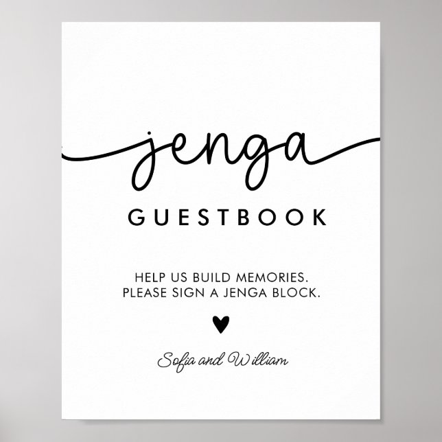 Poster Sinal de Livro de Visitas de Jenga de Casamento Im (Frente)