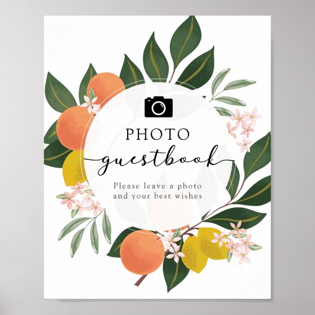 Poster Sinal de livro de visitas de laranja cítrico (Frente)