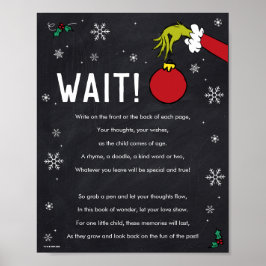 Poster Sinal de Livro de Visitas de Lousa do Grinch para 