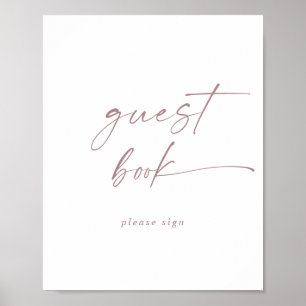 Poster Sinal de Livro de Visitas em Grafia Rosa Moderno