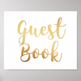 Póster Sinal de livro de visitas em ouro. Cartaz de casam