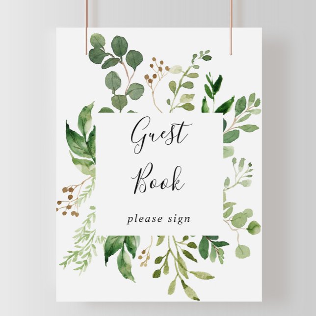Poster Sinal de Livro de Visitas Floral Marrom Simples Eu (Criador carregado)