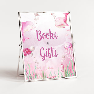 Poster Sinal de Livros e Presentes de Banho Rosa Debaixo