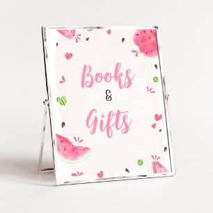 Poster Sinal de Livros e Presentes para Chá de Bebê Menin