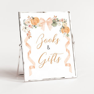 Poster Sinal de Livros e Presentes para Chás de Bebê com