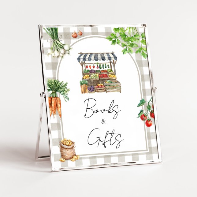 Poster Sinal de Livros e Presentes para Chuveiro de Agric (Farmers Locally Grown Shower Sign)