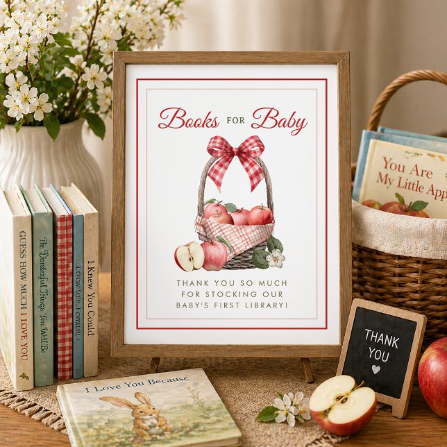Poster Sinal de Livros para Chuvada de Bebê da Livraria O (Books For Baby Table Setup)
