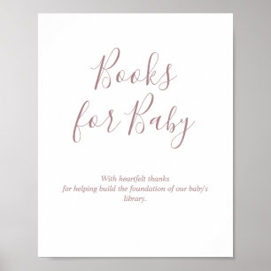 Poster Sinal de Livros Rose Gold para Chá de Bebê