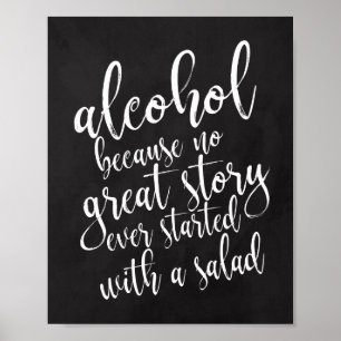 Poster Sinal de Loja de Álcool de Casamento 8x10 Chalkboa