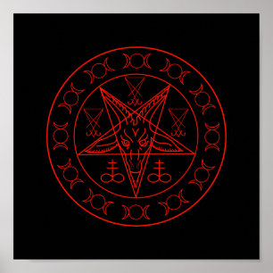 Poster Sinal de lua tripla do Baphomet e santo de lucifer