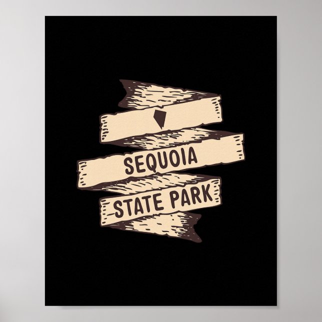 Poster Sinal de Madeira do Parque Estadual de Sequoia Nev (Frente)