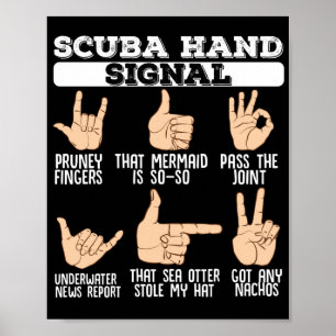Poster Sinal de Mão Scuba Merging Diver