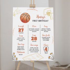 Poster Sinal de Marco de Basquete Primeiro Aniversário