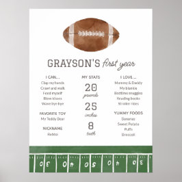 Poster Sinal de marco de primeiro aniversario de futebol 