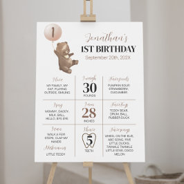 Poster Sinal de Marco de Primeiro Aniversário do Bear Bal
