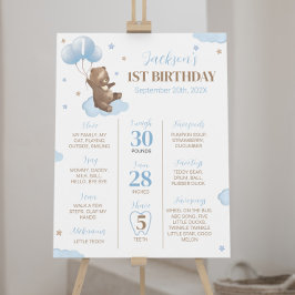 Poster Sinal de Marco de Primeiro Aniversário do Bear Bal