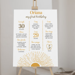 Poster Sinal de Marco de primeiro aniversario Sunshine