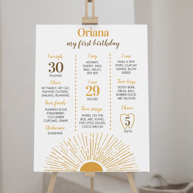 Poster Sinal de Marco de primeiro aniversario Sunshine (Criador carregado)