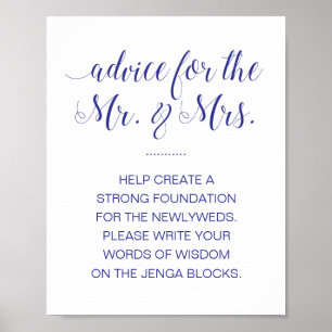 Poster Sinal de Marinho Azul de Bloco Jenga