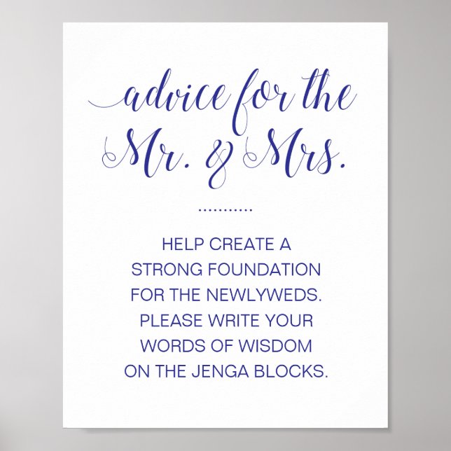 Poster Sinal de Marinho Azul de Bloco Jenga (Frente)