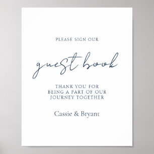 Poster Sinal de Marinho Azul de Casamento de Convidado Mo