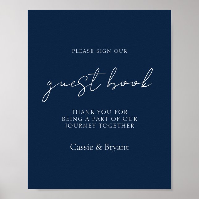 Poster Sinal de Marinho Azul de Casamento de Guest Elegan (Frente)