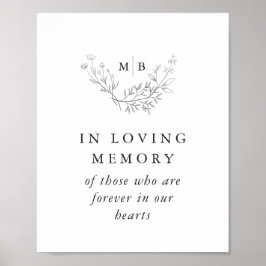 Poster Sinal de Memória Afetuosa Monograma Formal de Casa