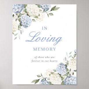 Poster Sinal de Memória Blue Hydrangea Em Memória Carinho