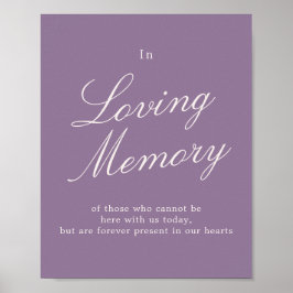 Poster Sinal de Memória de Amor Casamento Caligrafia Roxa