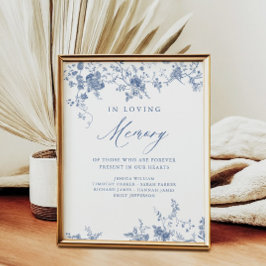 Poster Sinal de Memória de Amor de Casamento Floral de Ch