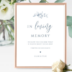 Poster Sinal de Memória de Casamento Azul Elegante