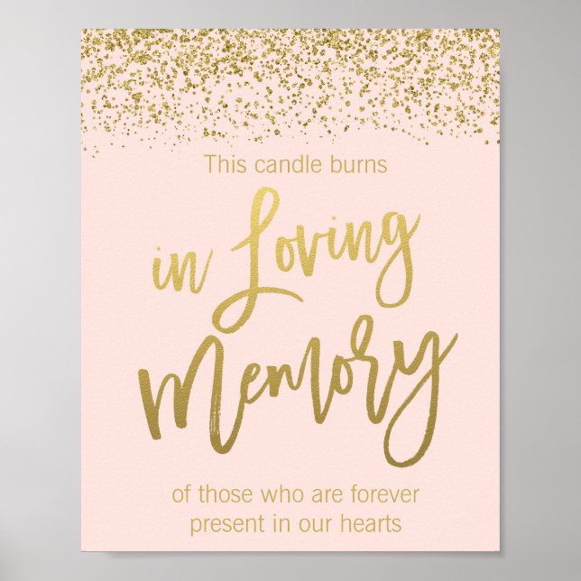 Poster Sinal de Memória de Casamento Brilho Rosa Dourado  (Frente)