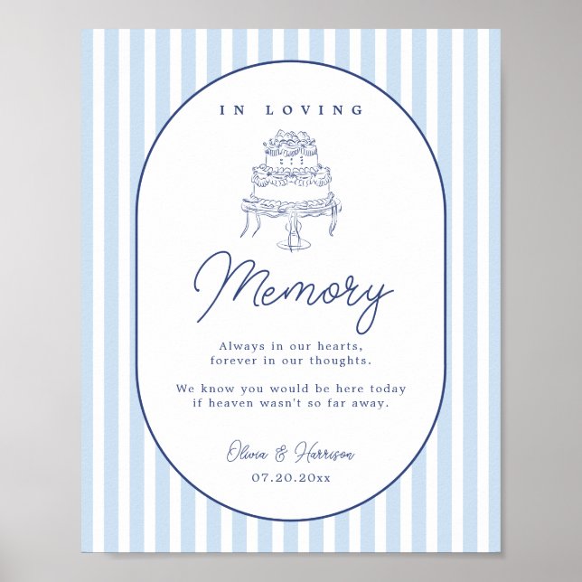 Poster Sinal de Memória de Casamento Desenhado à Mão com  (Frente)