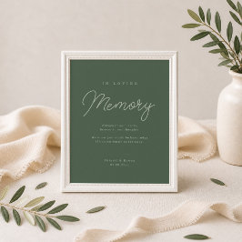 Poster Sinal de Memória de Casamento Elegante Verde Flore