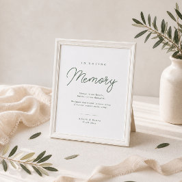 Poster Sinal de Memória de Casamento Minimalista Verde Bo