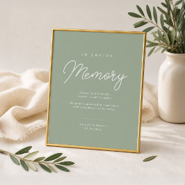 Poster Sinal de Memória de Casamento Minimalista Verde Sa