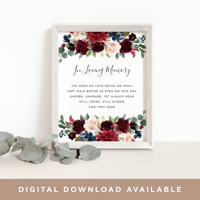 Póster Sinal de Memória de Casamento Radiant Bloom (Criador carregado)