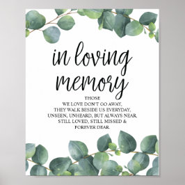 Poster Sinal de Memória Eucalipto Greenery Em Memória Car