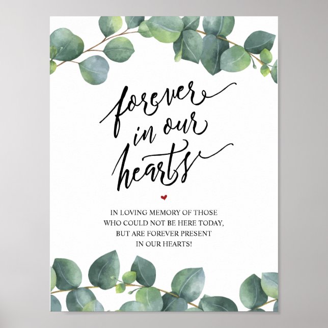 Poster Sinal de Memória Rústico Para Sempre Em Nossos Cor (Frente)