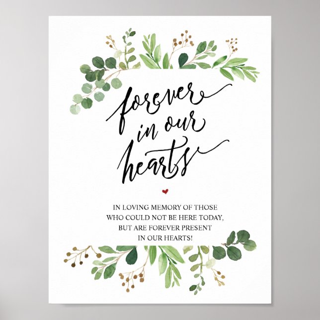 Poster Sinal de Memória Rústico Para Sempre em Nossos Cor (Frente)