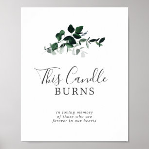 Poster Sinal de Memorial de Velas que Queimam Verde Esmer