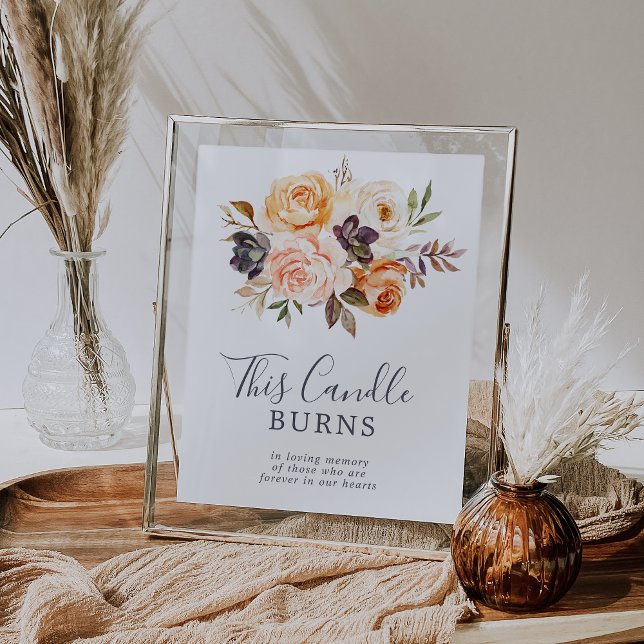 Poster Sinal de Memorial Esta Vela Arde Terra Rústica (Criador carregado)